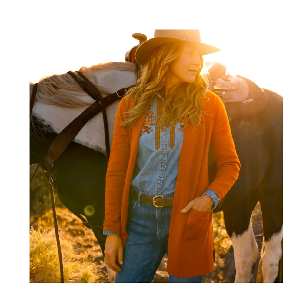 Orvis Orange Cardigan with Pockets